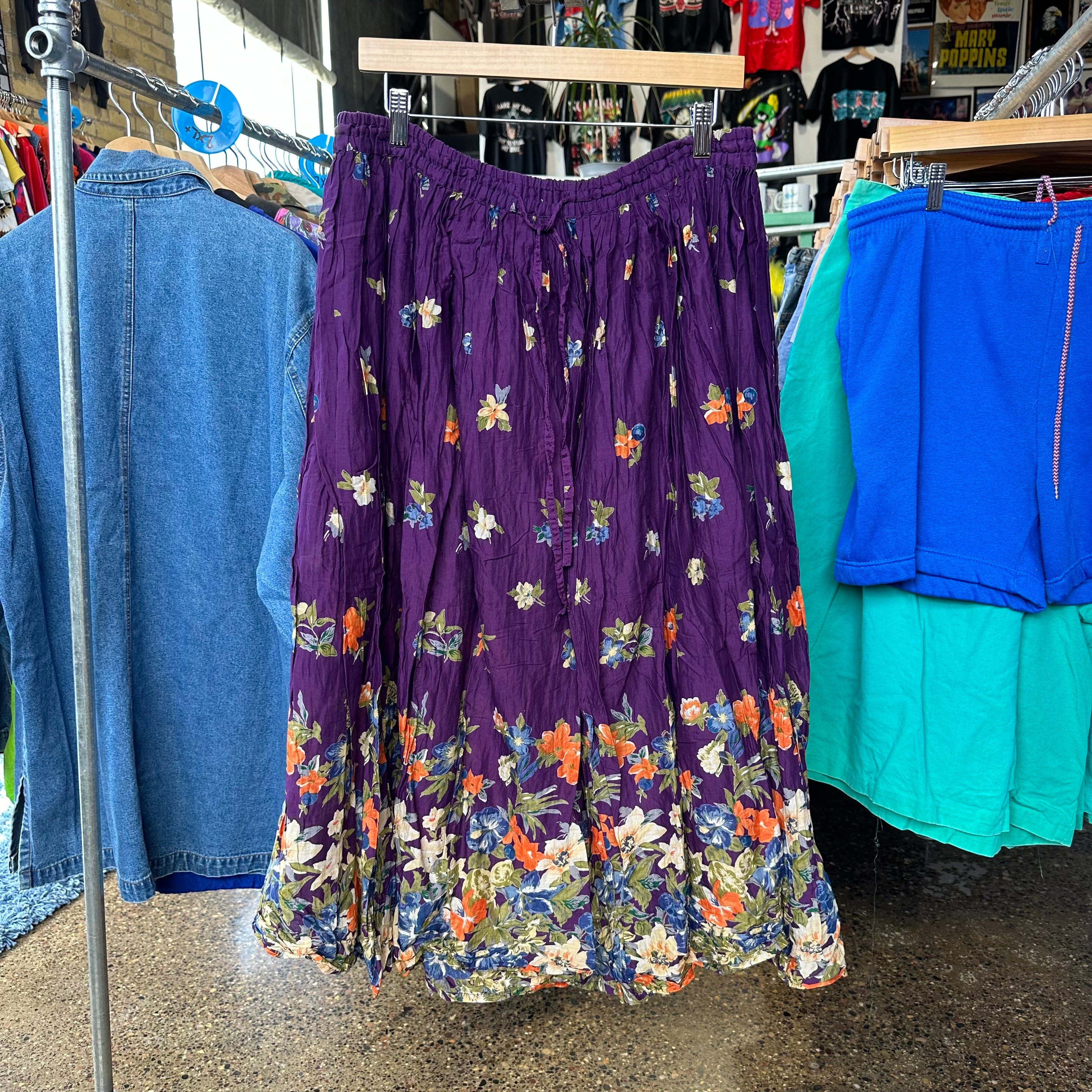 Purple w/ Blue/Orange Floral Skirt