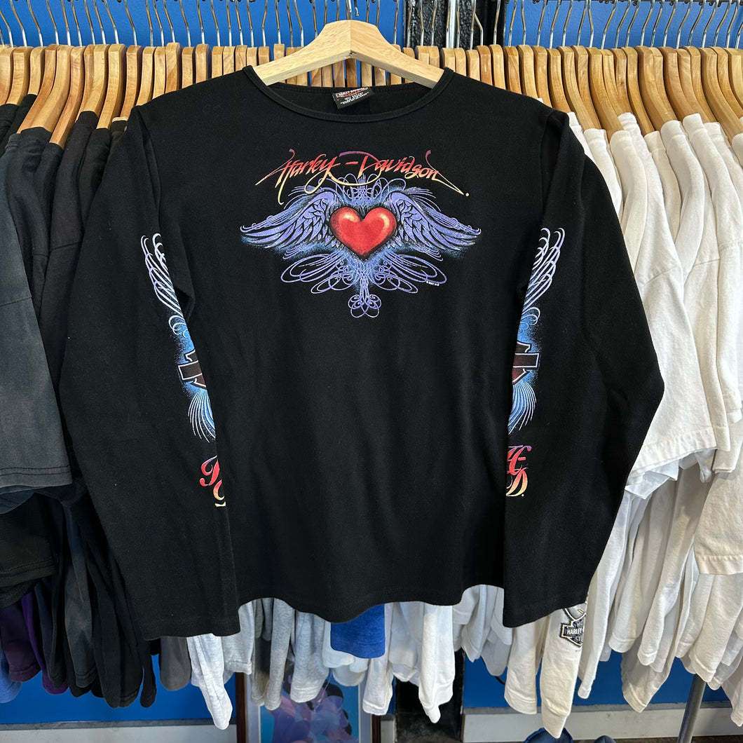 Harley Davidson Femme Purple Heart with Wings Long Sleeve T-Shirt