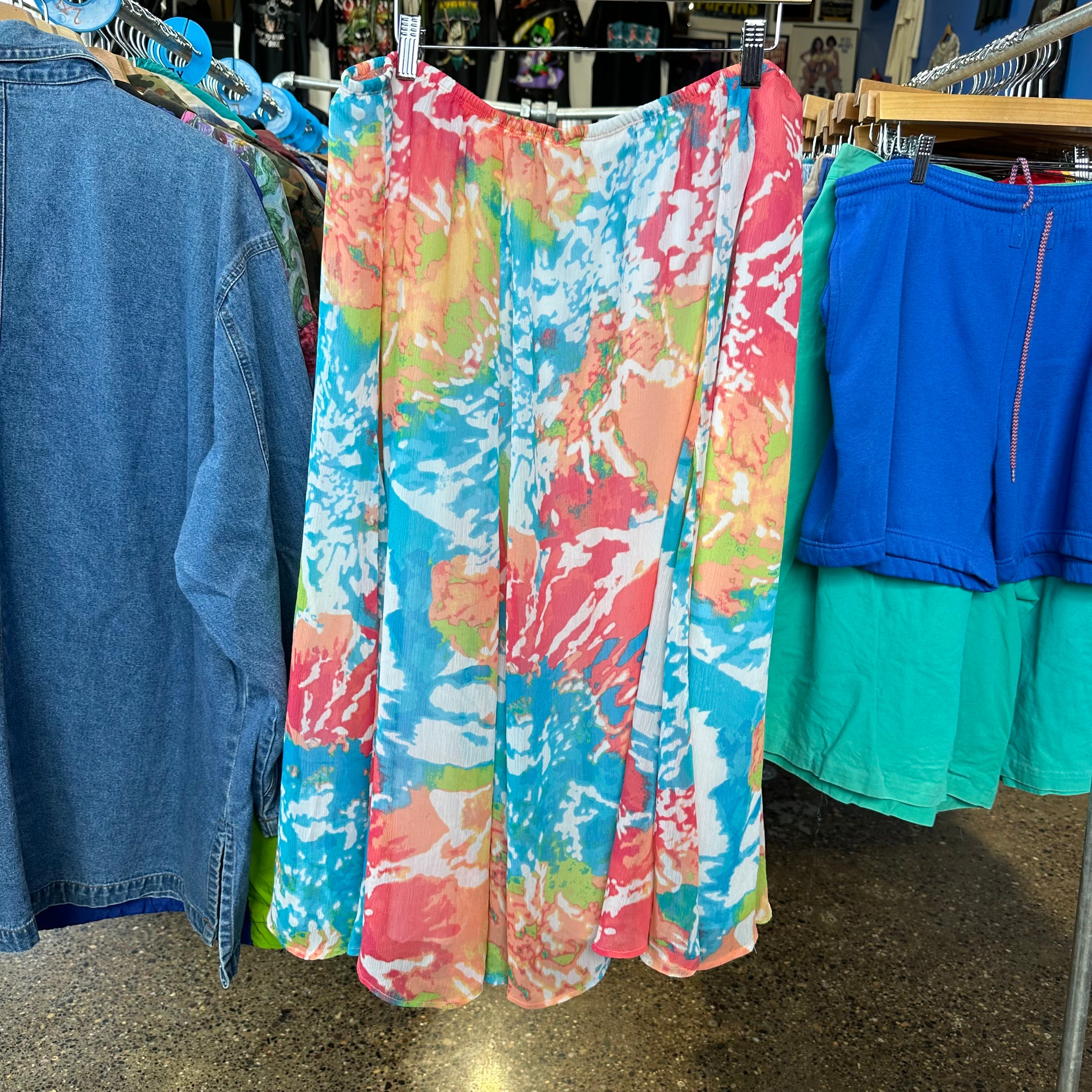 Bright Watercolor Maxi Skirt