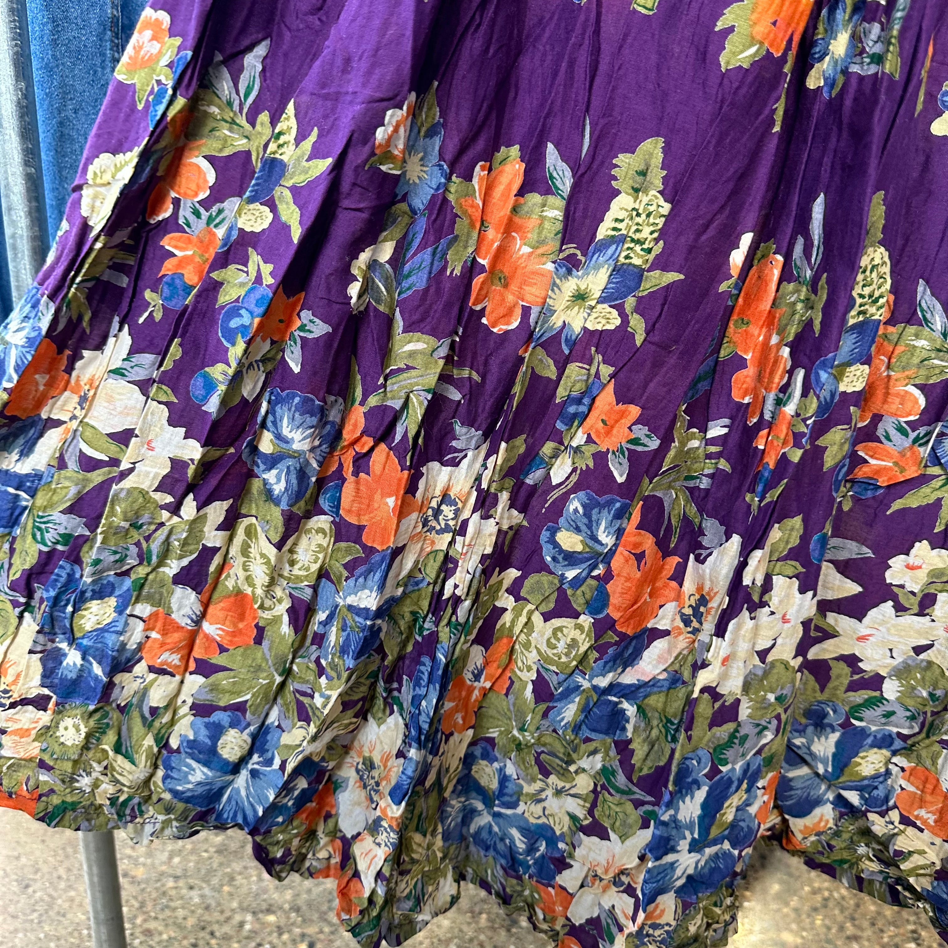 Purple w/ Blue/Orange Floral Skirt