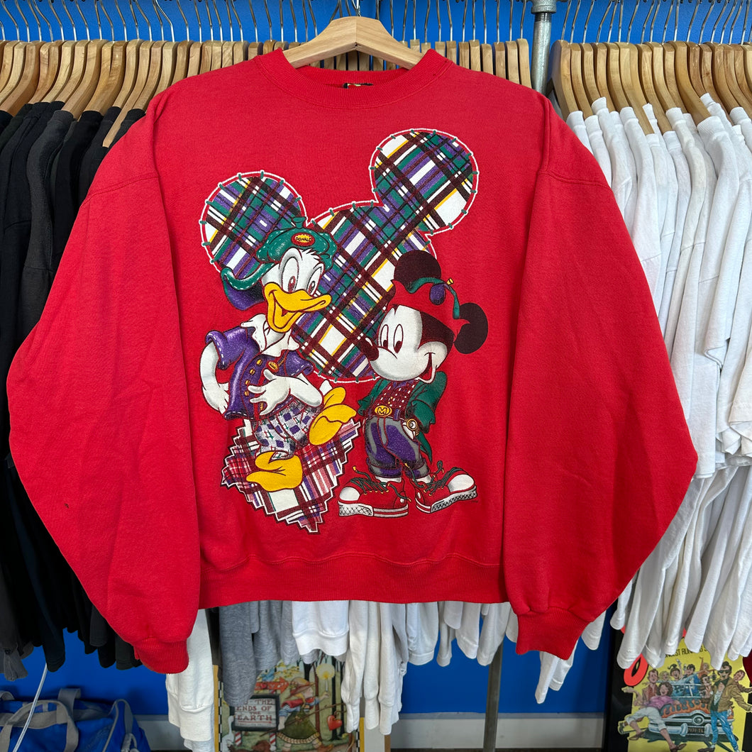 Plaid Mickey & Donald Crewneck Sweatshirt