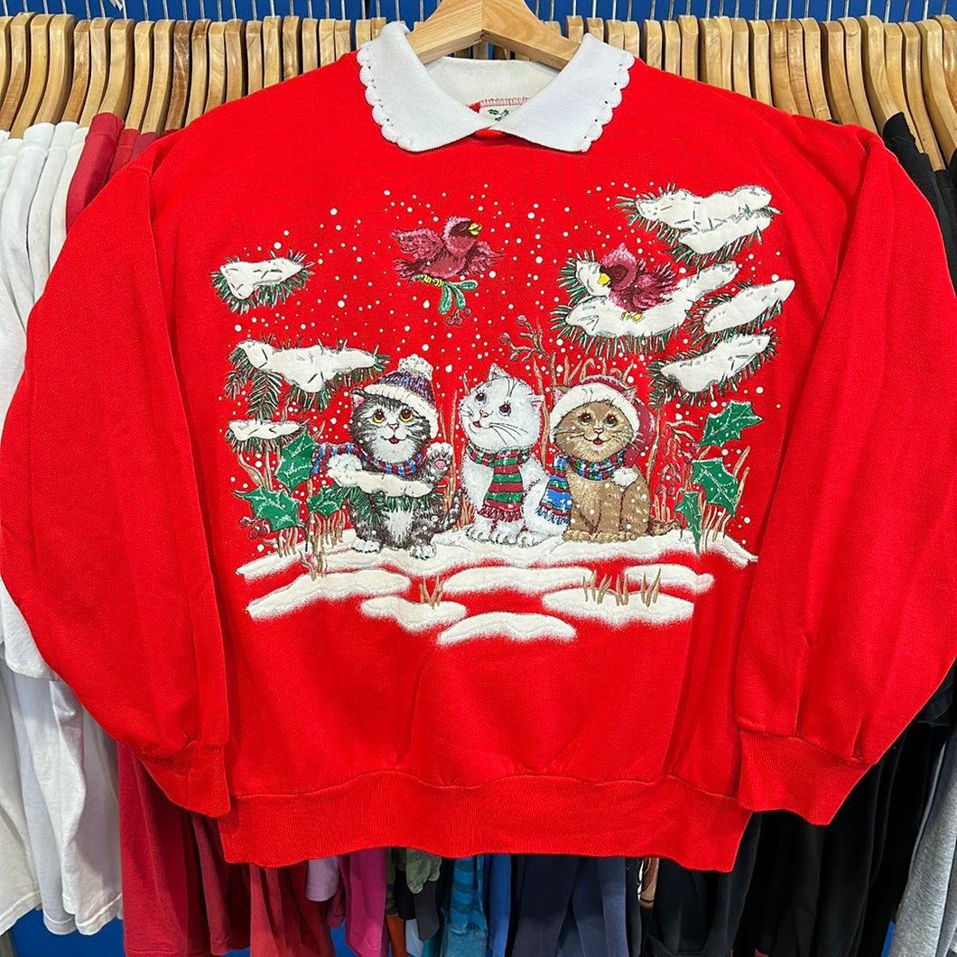 Kittens in sparkly Snow Collared Grandma Sweatshirt