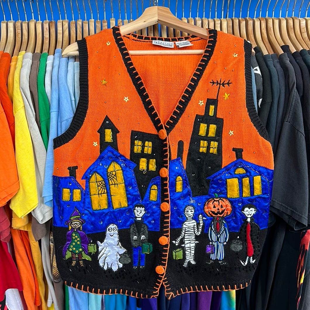 Trick or Treat Monsters Beaded Vest Sweater
