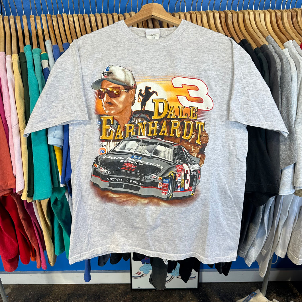 Dale Earnhardt Face & Car Gray T-Shirt
