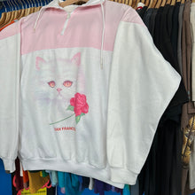 Load image into Gallery viewer, Pink Cat with Rose Quarter Zip Sweatshirt
