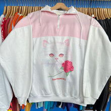 Load image into Gallery viewer, Pink Cat with Rose Quarter Zip Sweatshirt
