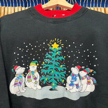 Load image into Gallery viewer, Polar Bears Gathering by Christmas Tree Crewneck Sweatshirt
