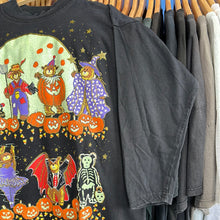 Load image into Gallery viewer, Costumed Bears Halloween Scene Long Sleeved T-Shirt
