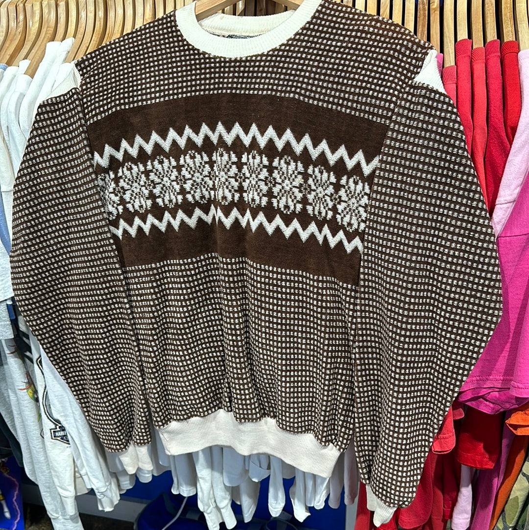 Velour Campus Patterned Velour Crewneck Sweatshirt