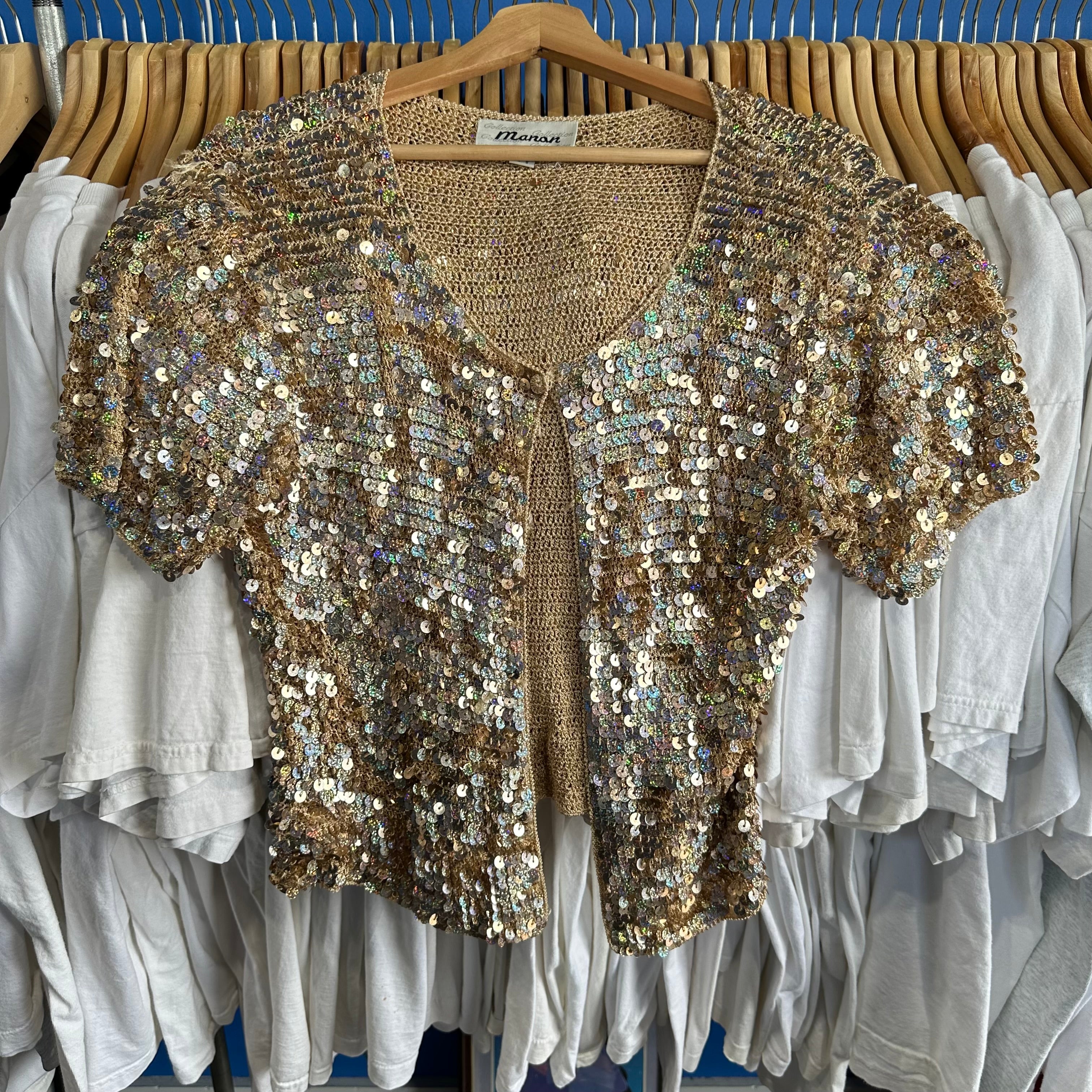 Manan Gold Sequin Shall Top