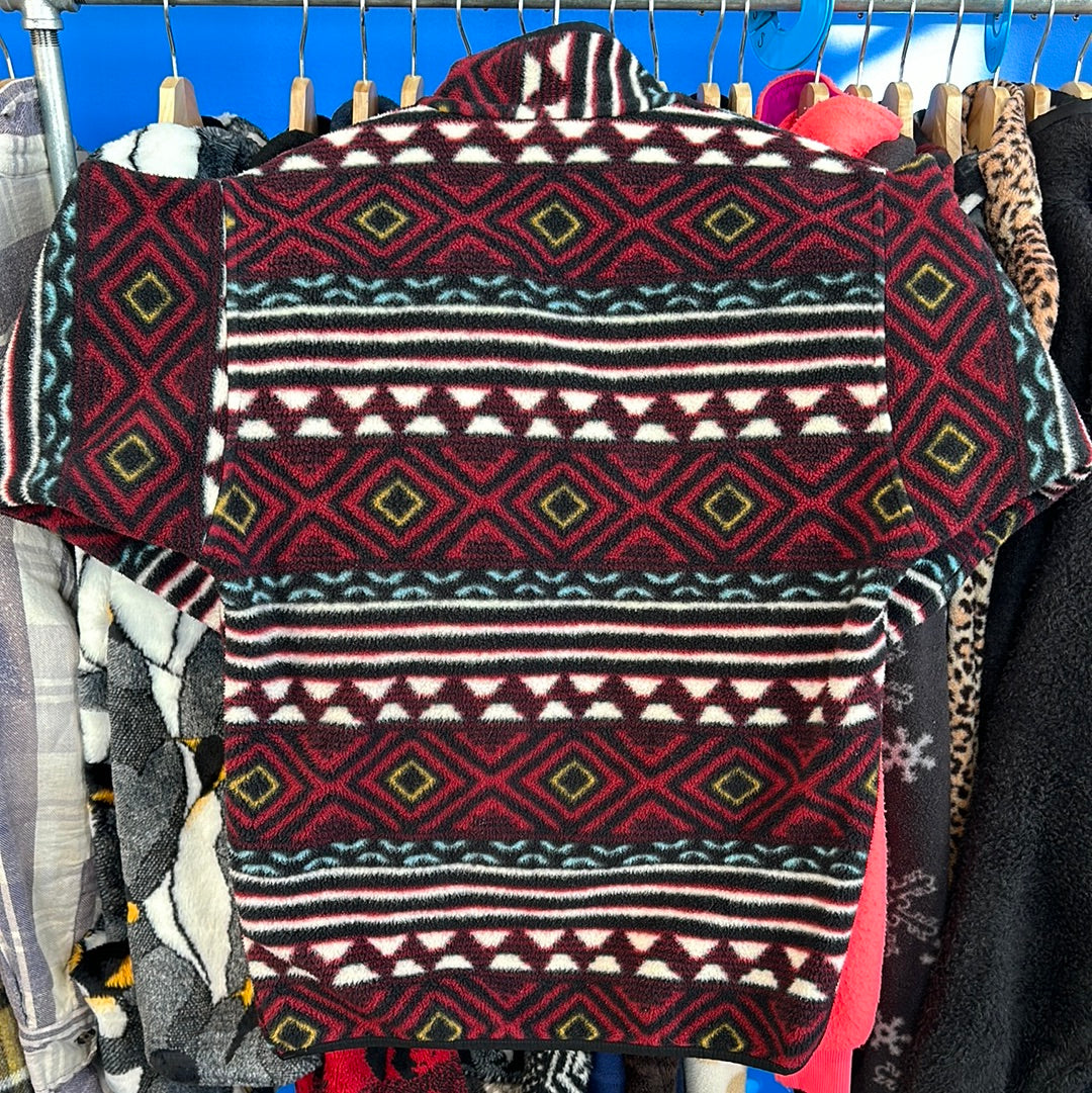 Patagonia Red Patterned Quarter Button Fleece