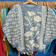 Load image into Gallery viewer, Light Blue Rose Glitter Sweater

