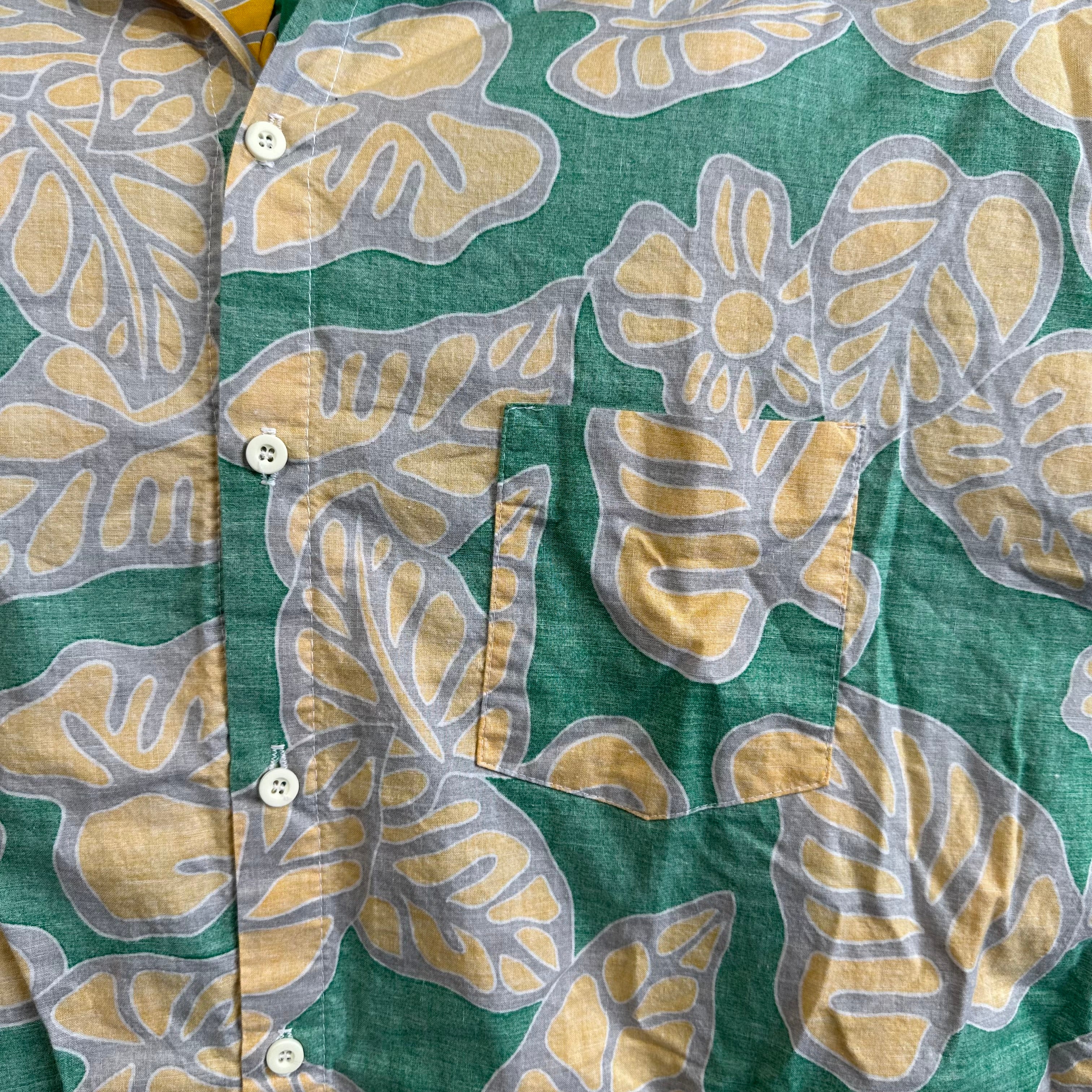 Green & Yellow Floral Button Up