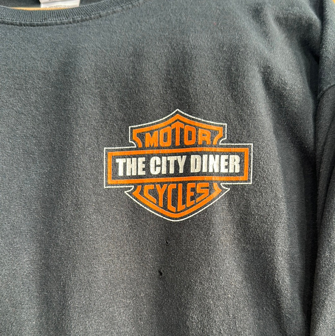 The City Diner Flame Harley Davidson Long Sleeve T-Shirt