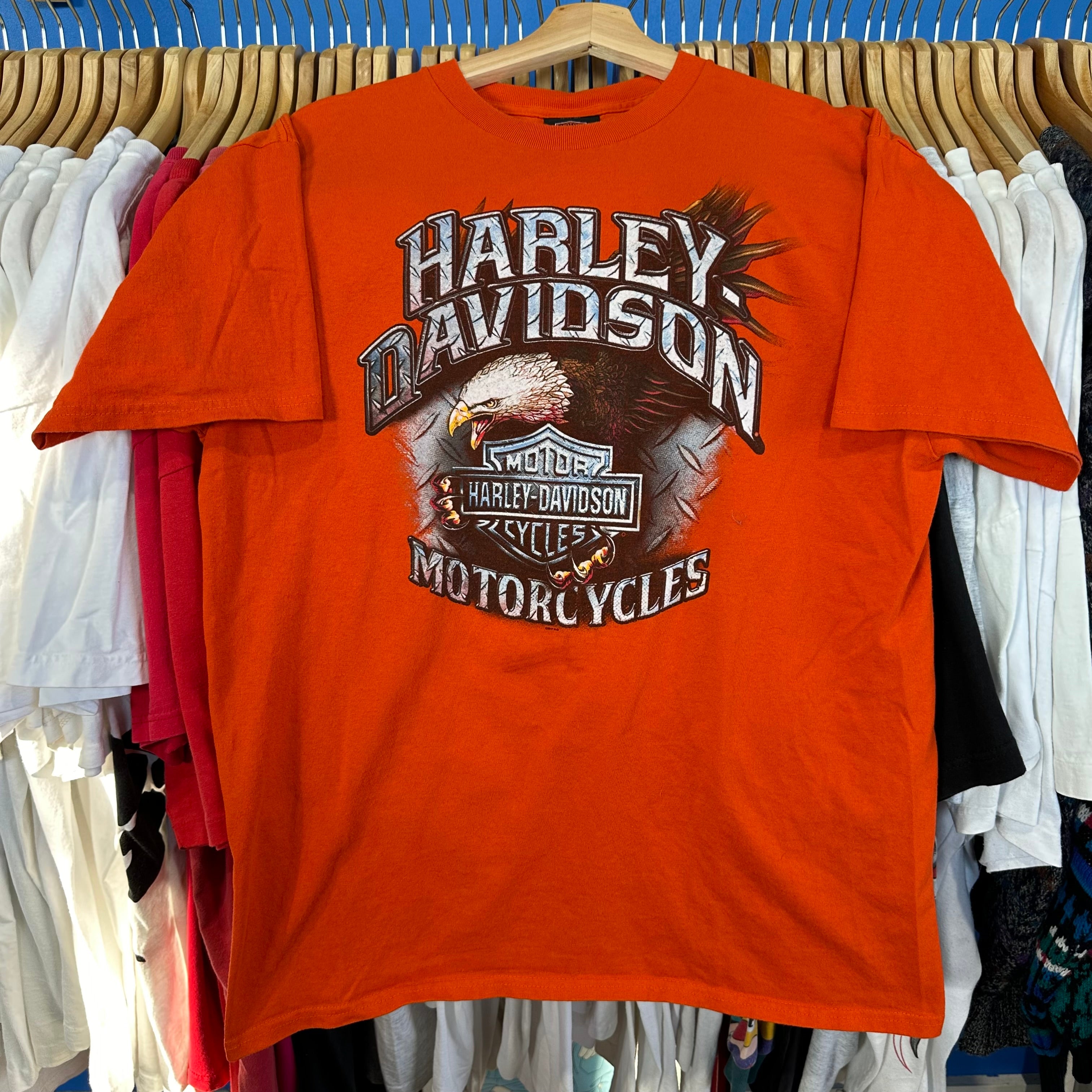 Orange Harley Davidson Eagle T-Shirt