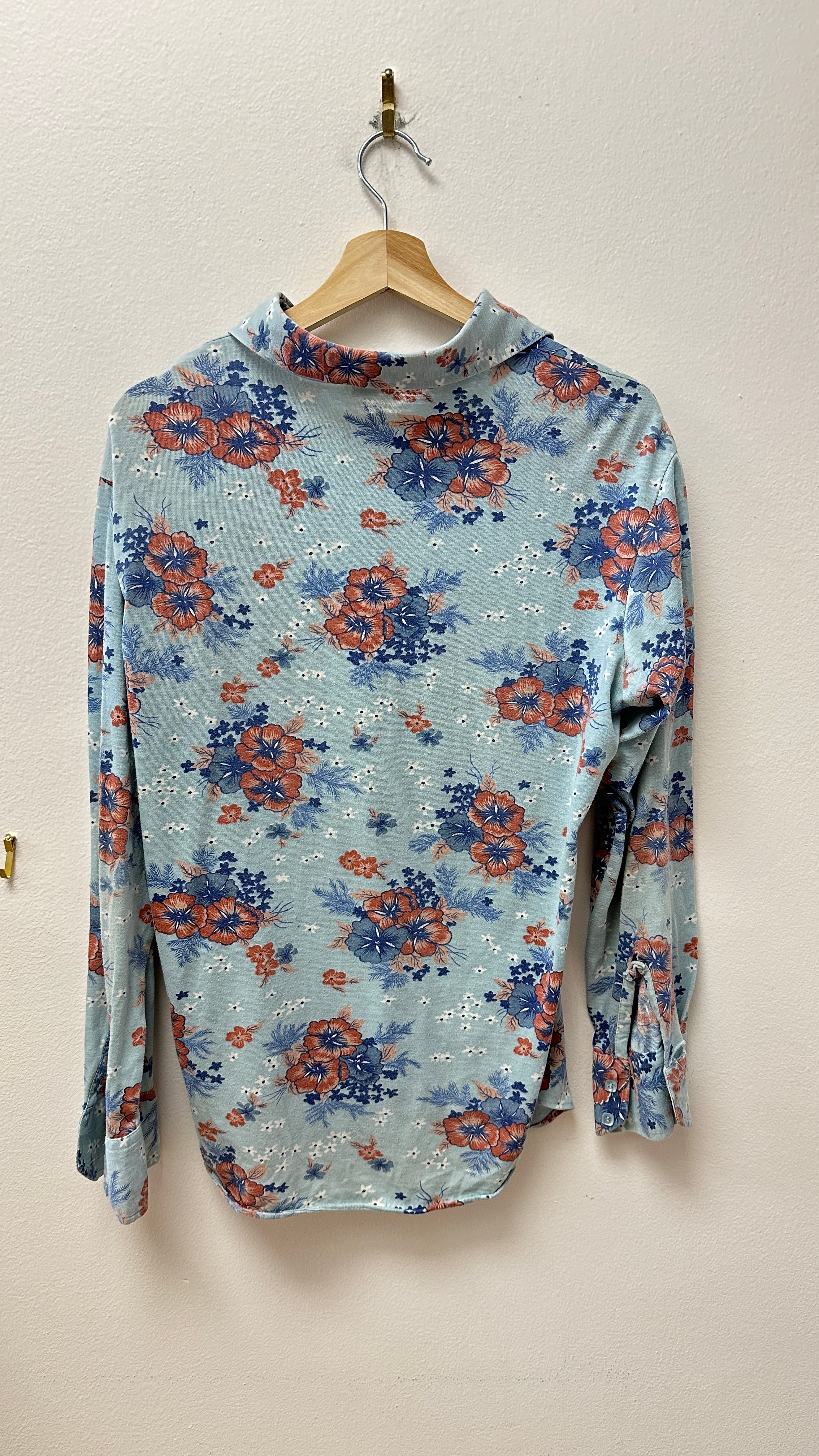 Blue & Red Floral Button-Up