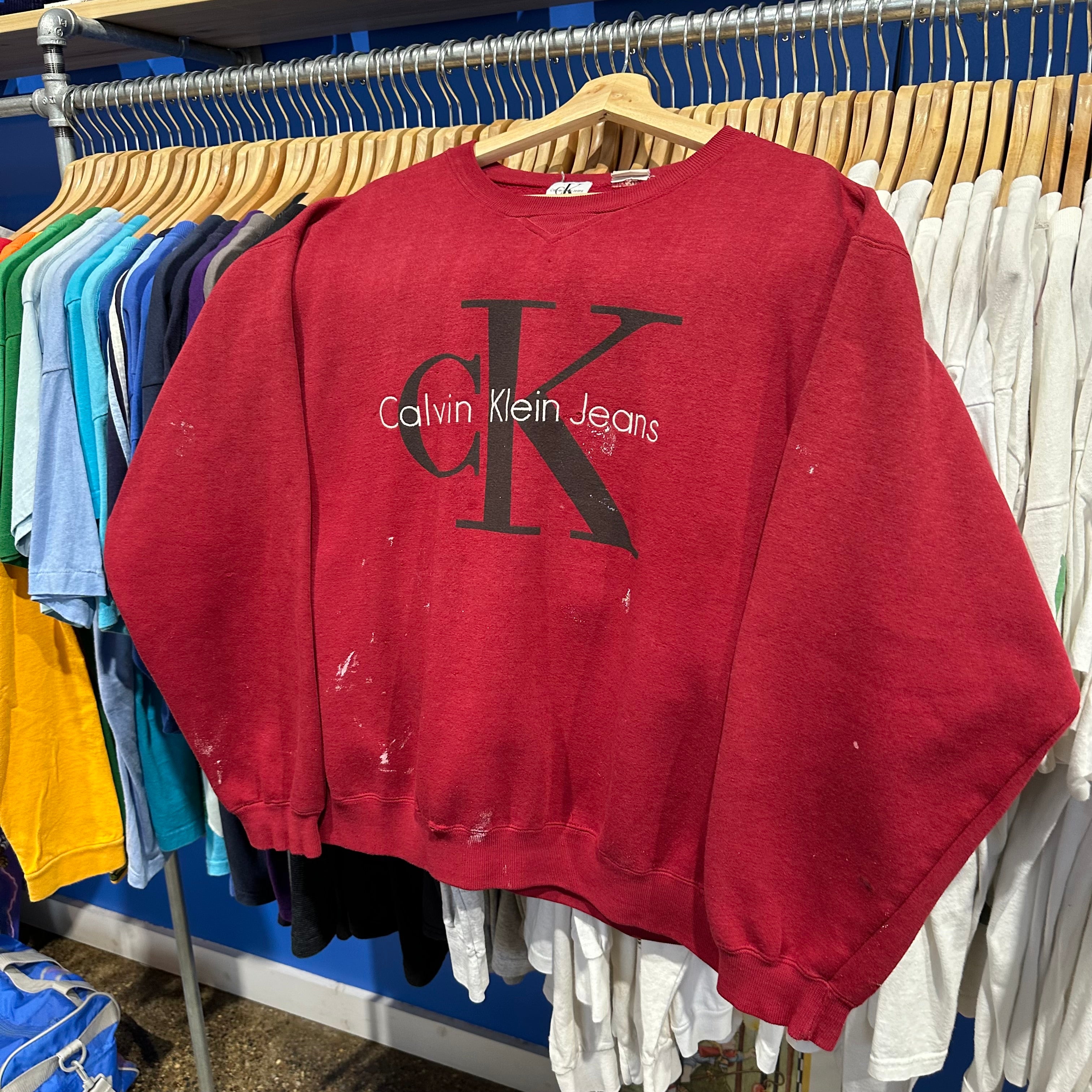 Red Calvin Klein Crewneck Sweatshirt