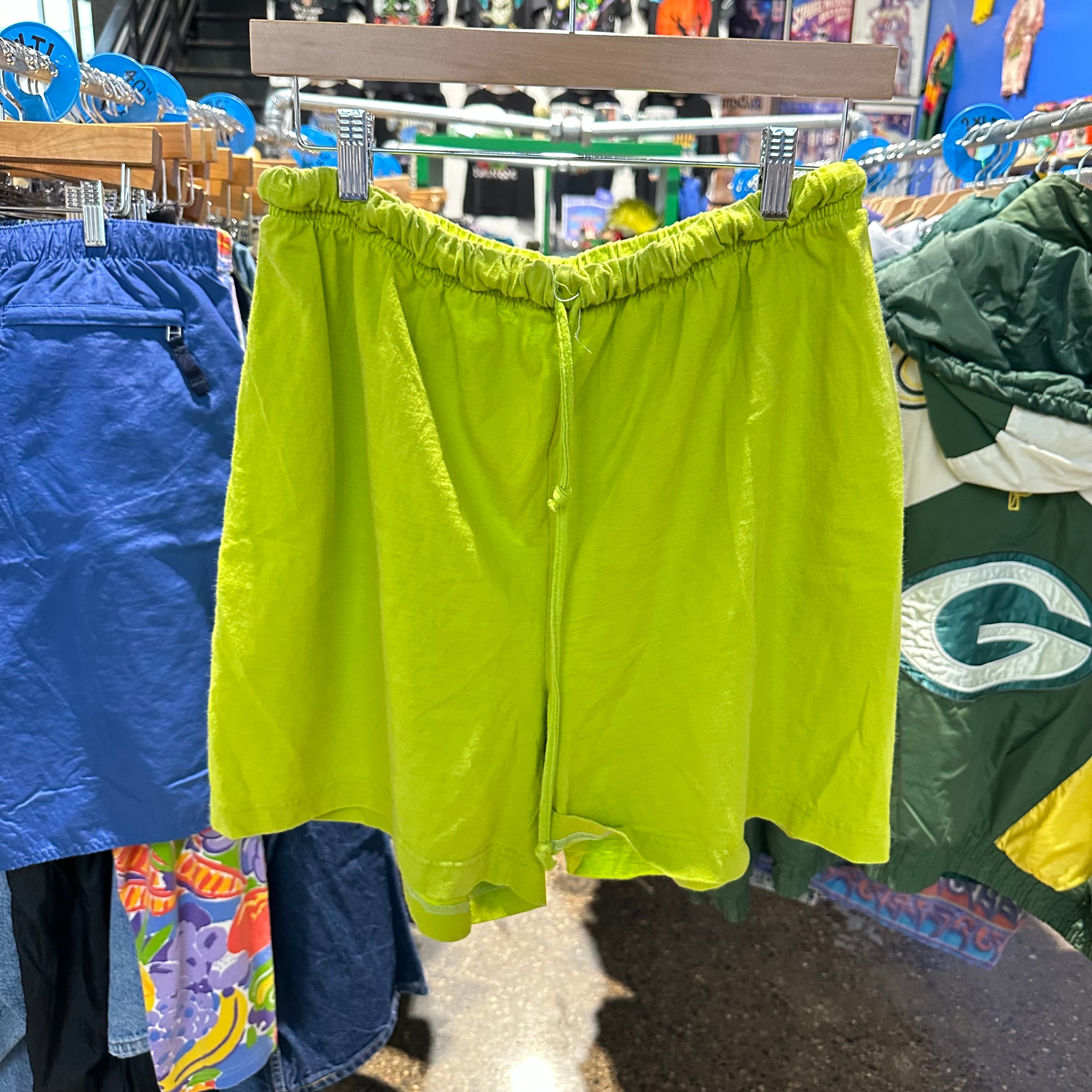 Lime Green Adjustable Waist Shorts