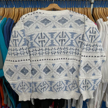 Load image into Gallery viewer, White &amp; Blue Patterned Sweater
