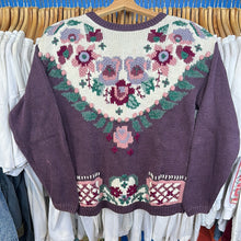 Load image into Gallery viewer, Purple 3D Flower Sweater
