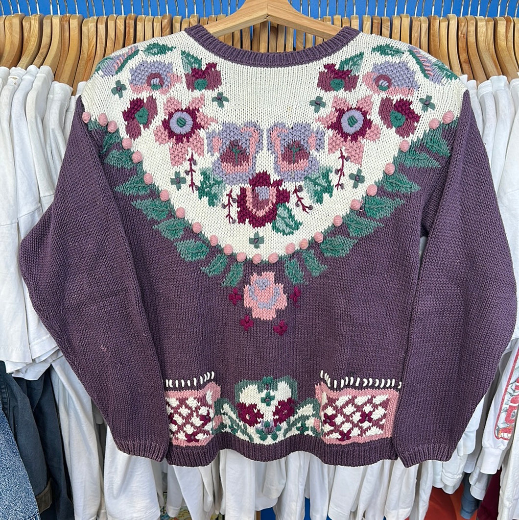 Purple 3D Flower Sweater