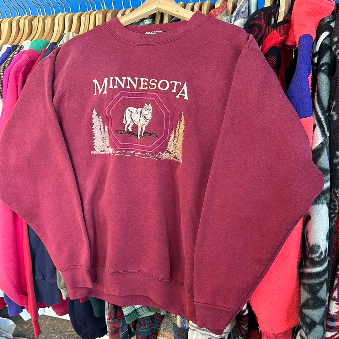 Minnesota Wolf Embroidered Crewneck Sweatshirt