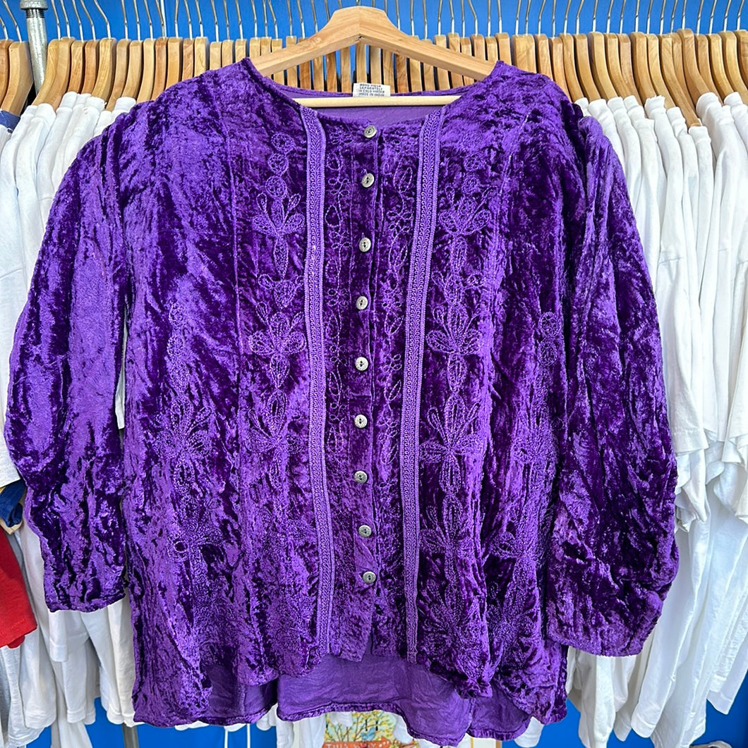Whimsigoth Velvet Femme Button Up