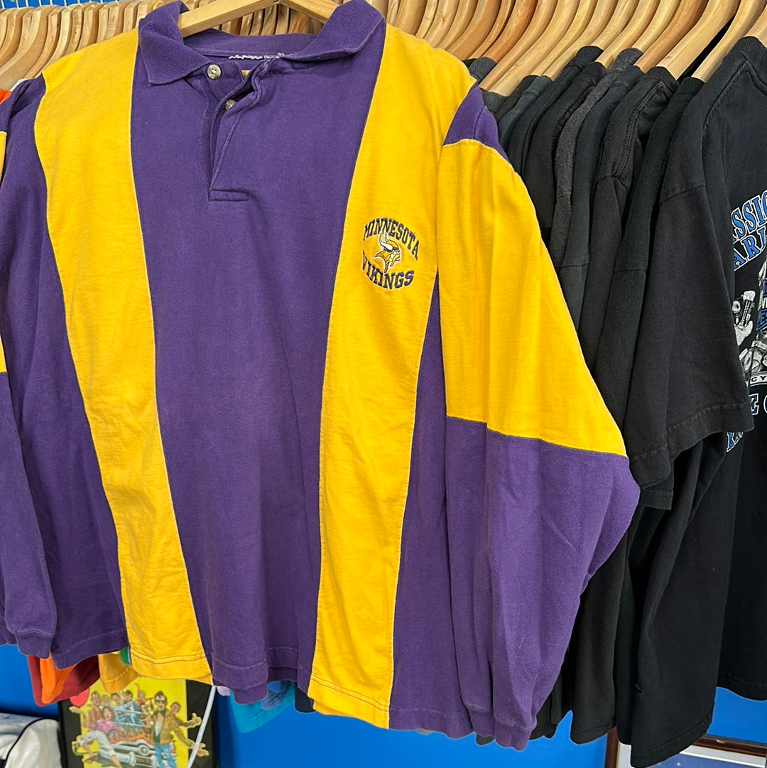 Minnesota Vikings Rugby Style Long Sleeve T-Shirr