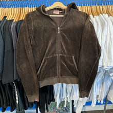 Load image into Gallery viewer, Juicy Couture Brown Velour Zip-Up Hoodie Sweatshirt
