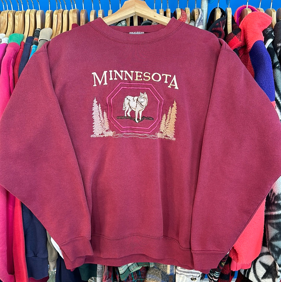 Minnesota Wolf Embroidered Crewneck Sweatshirt