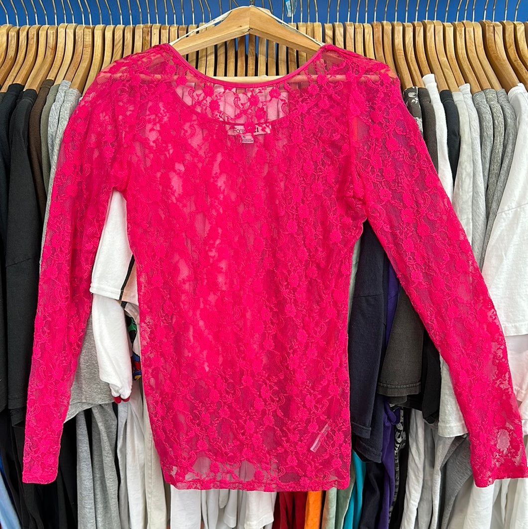 Pink Lacey Long Sleeve Top