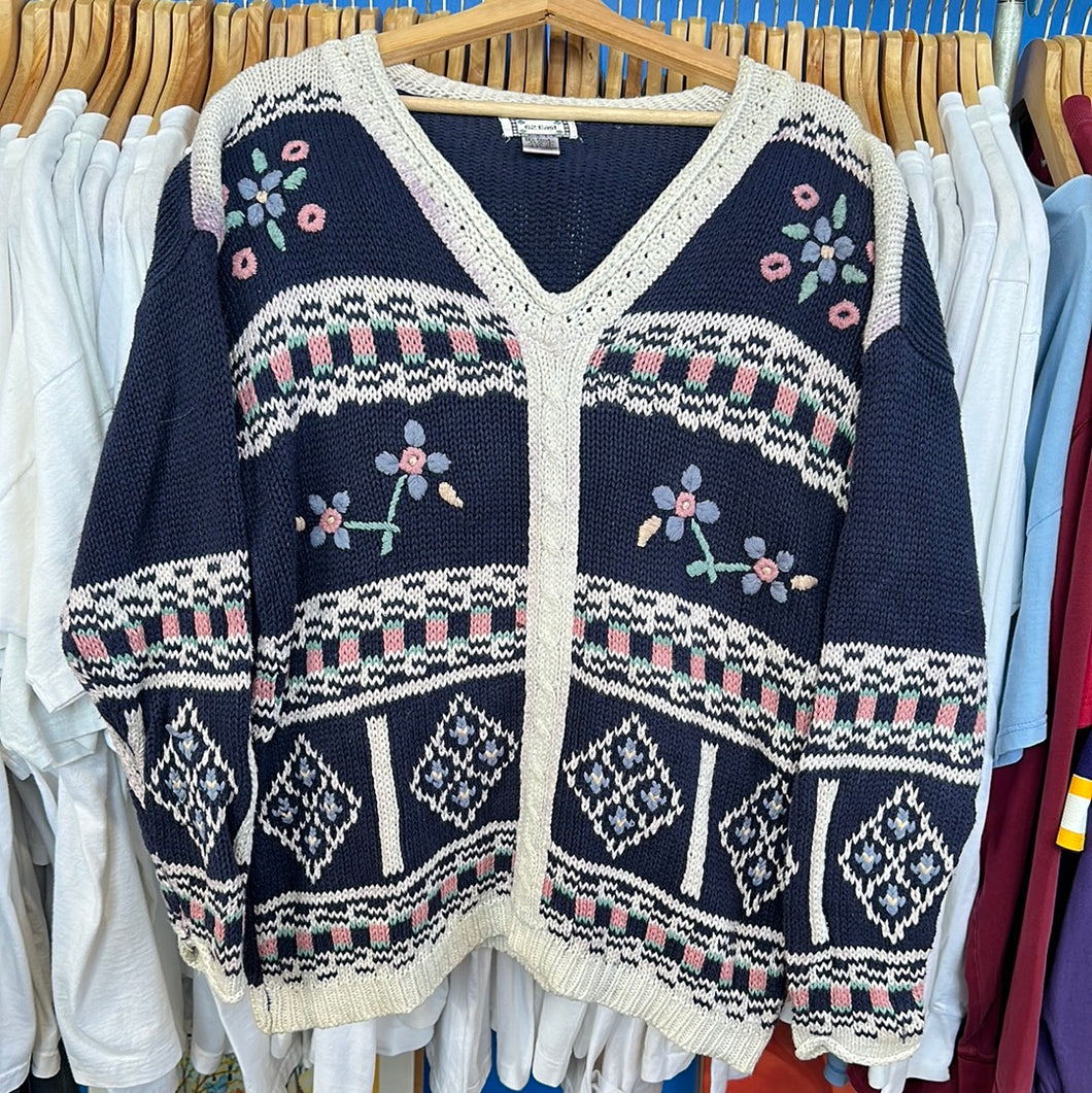 Blue 3D Floral Sweater