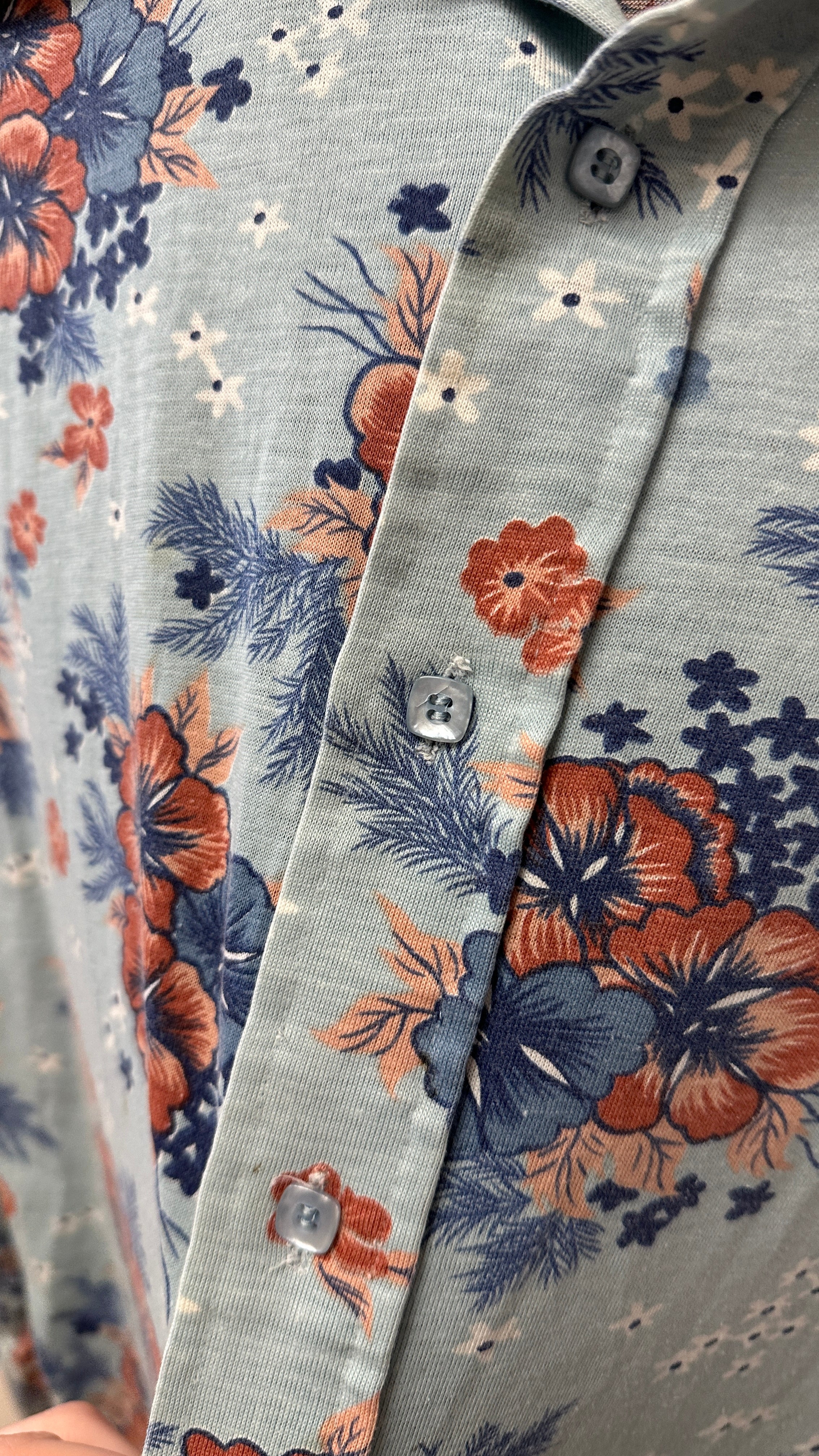 Blue & Red Floral Button-Up
