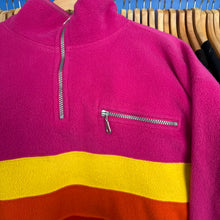 Load image into Gallery viewer, Pink &amp; Orange Striped Quarter Zip Fleece
