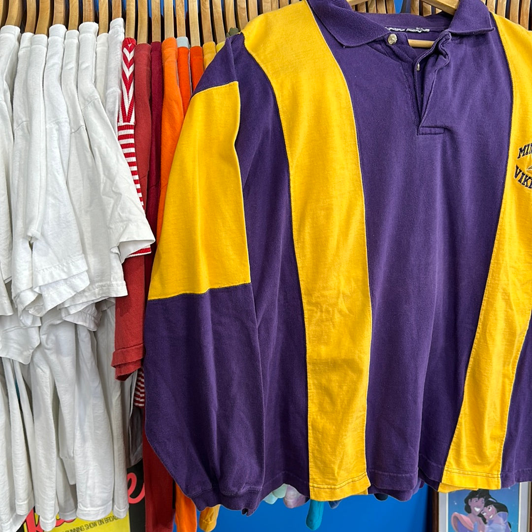 Minnesota Vikings Rugby Style Long Sleeve T-Shirr