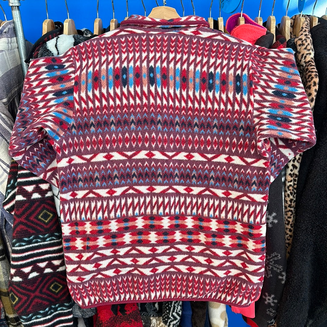Patagonia Reds and Teal Pattern Fleece