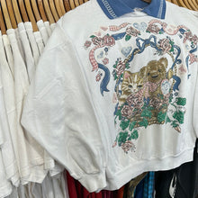 Load image into Gallery viewer, Kitten and Teddy in Basket Collared Grandma Sweatshirt
