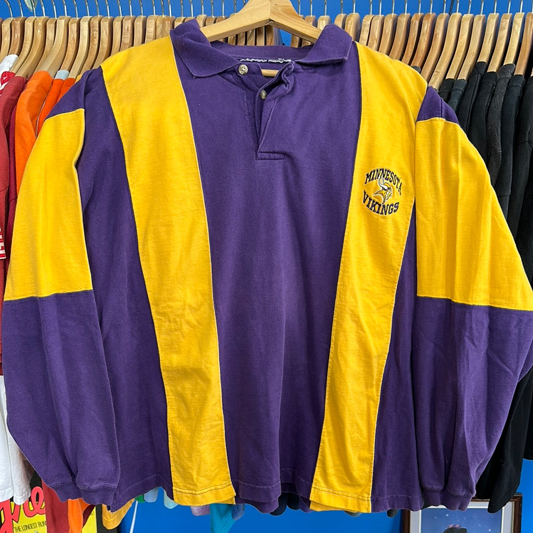 Minnesota Vikings Rugby Style Long Sleeve T-Shirr