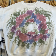 Load image into Gallery viewer, Flower Wreath Watercolor Dyed Crewneck Sweatshirt
