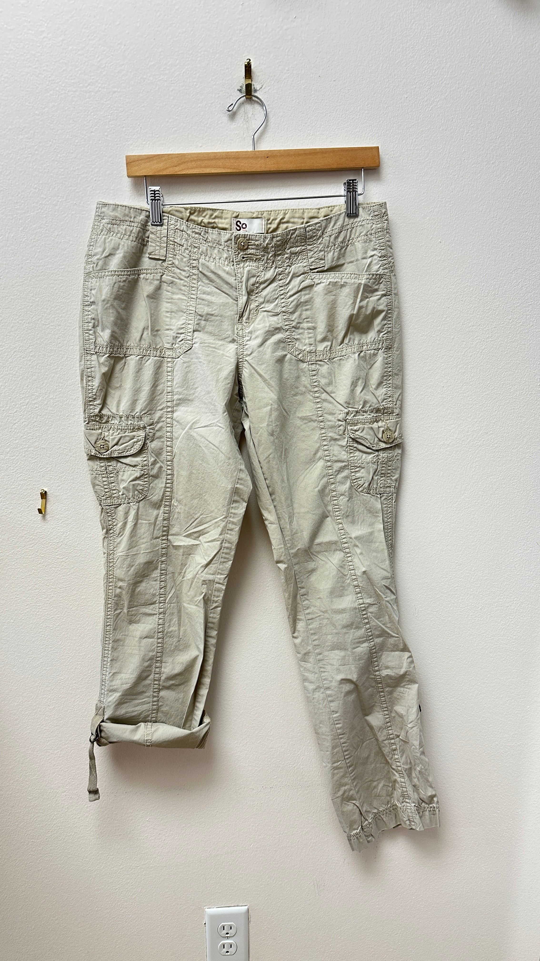 SO Y2K Khaki Carpenter Capri Femme Pants