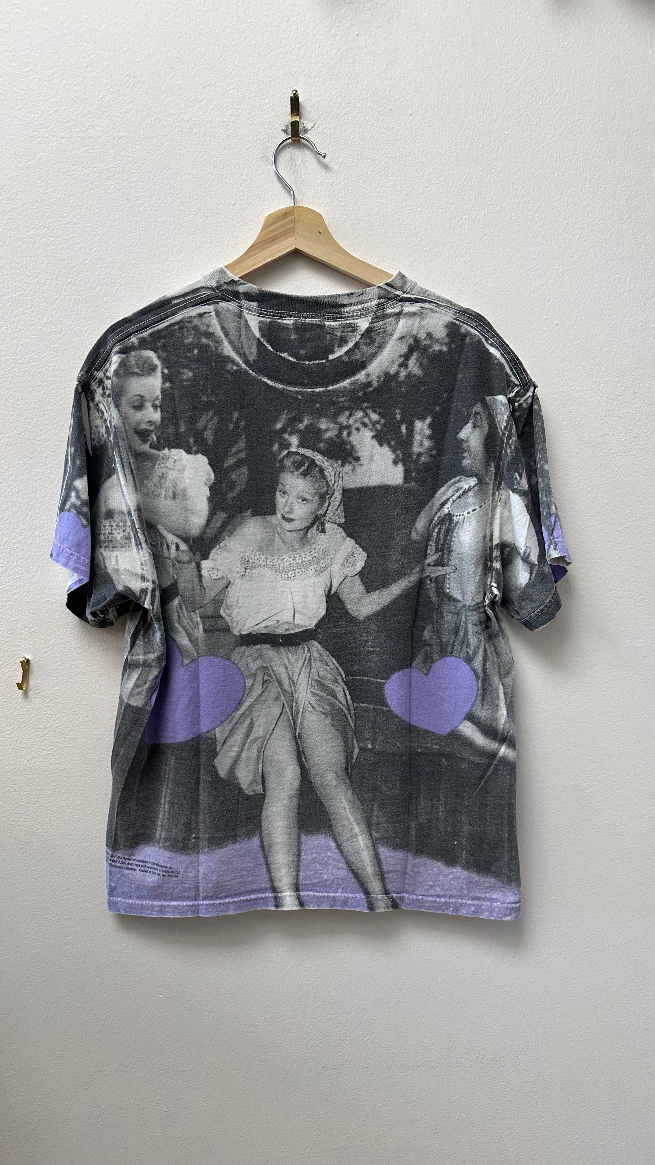 Lucille Ball Purple Hearts All Over Print T-Shirt