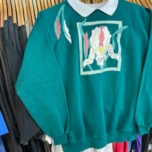 Load image into Gallery viewer, Embroidered Framed Floral Collared Grandma Sweatshirt
