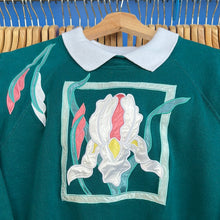 Load image into Gallery viewer, Embroidered Framed Floral Collared Grandma Sweatshirt
