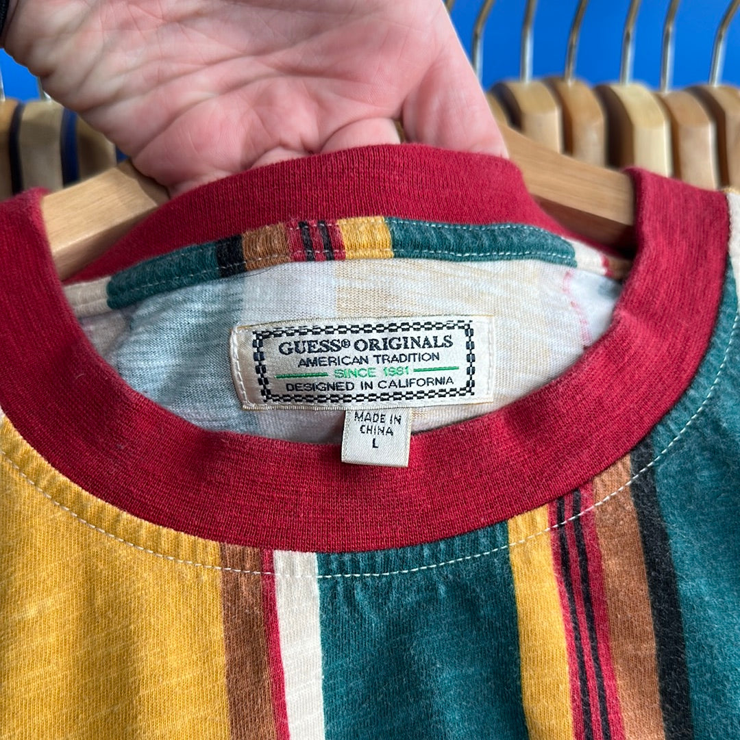 Guess Vertical Stripe Long Sleeve T-Shirt