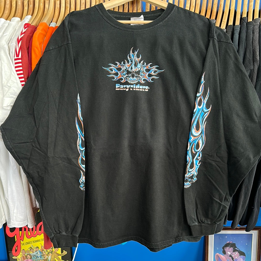 Easy Riders Blue Chrome Skull Long Sleeve T-Shirt