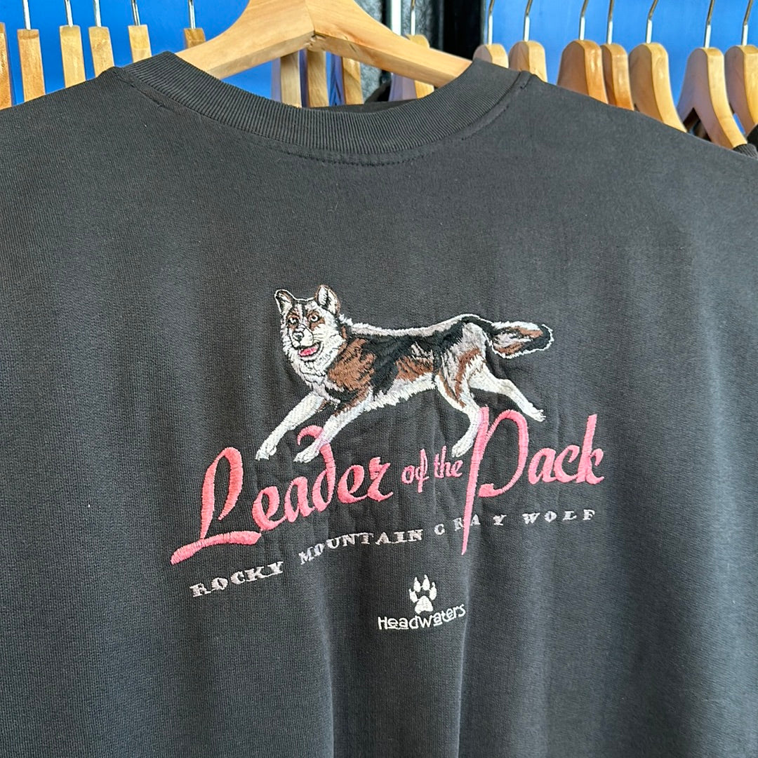 Leader Of The Pack Embroidered Wolf Crewneck Sweatshirt