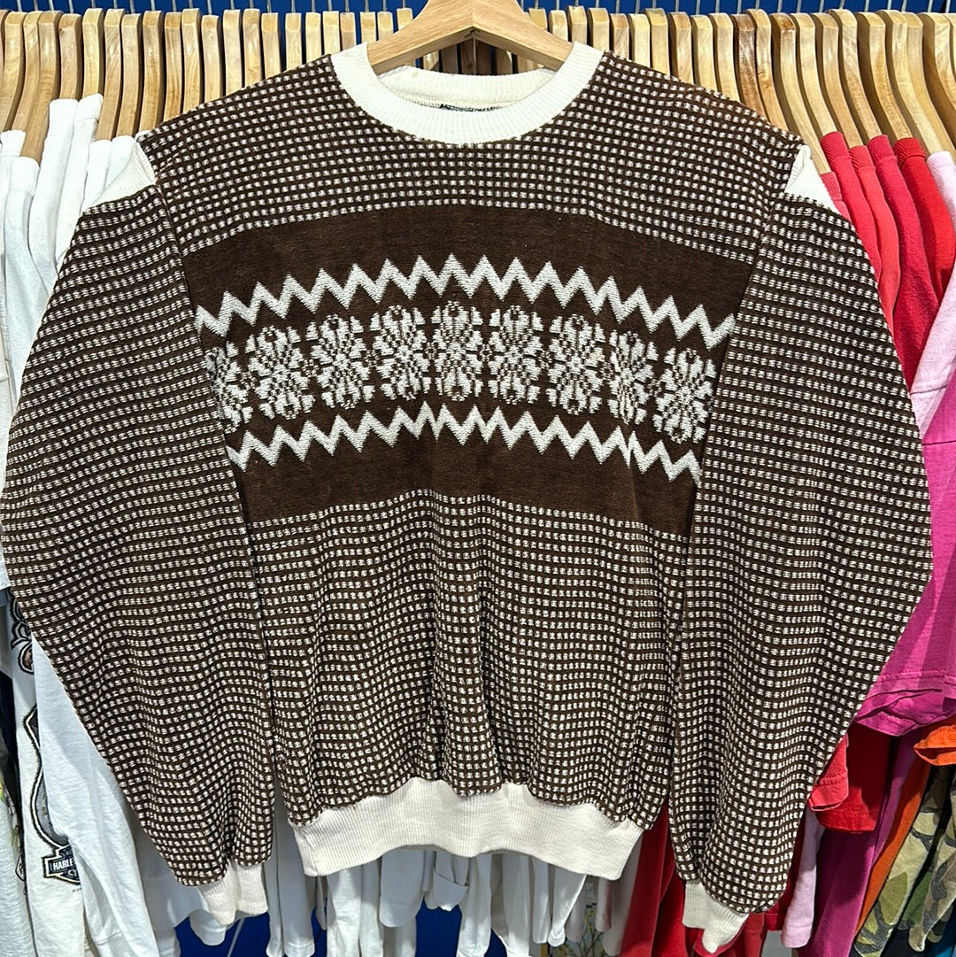 Velour Campus Patterned Velour Crewneck Sweatshirt