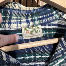 Load image into Gallery viewer, Five Brothers Blue Green Plaid Button Up
