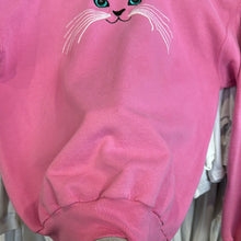 Load image into Gallery viewer, Pink Embroidered Cat Face Collared Grandma Crewneck Sweatshirt

