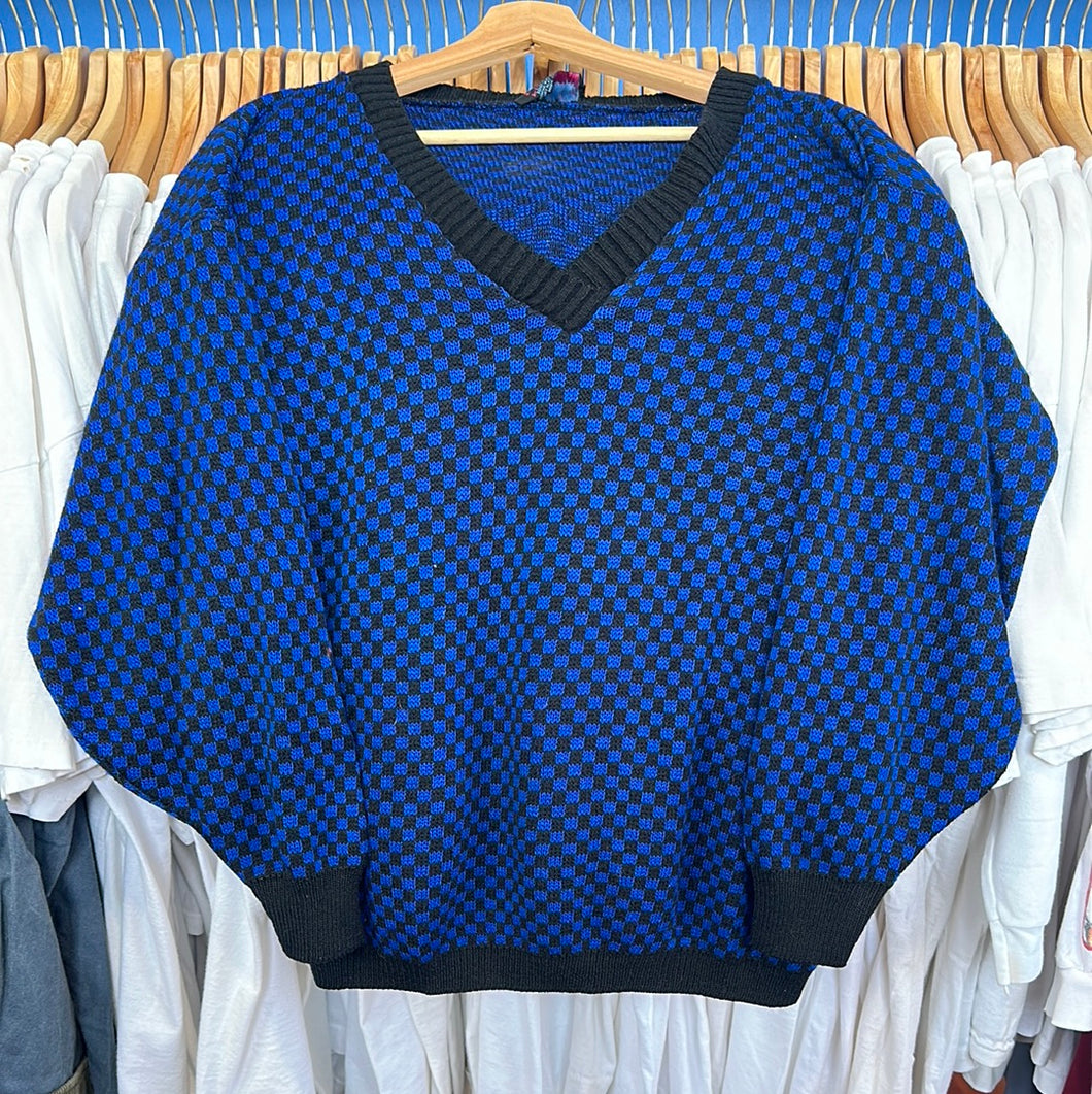 Checkered V Neck Sweater
